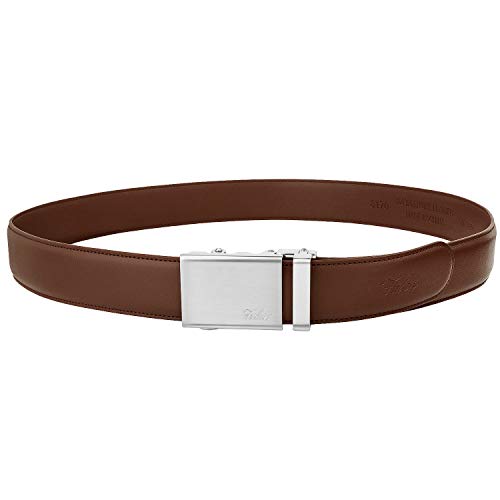 Image of Falari Men Unisex Genuine Leather Ratchet Dress and Casual Belt, Automatic Sliding Buckle, Trim to Fit