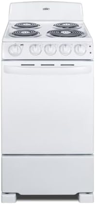 Summit 20" Electric Range, 220V 4 Burner Range, 2.3 cu.ft. oven, White- RE203W