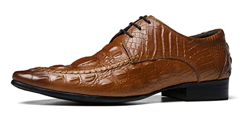 Men's Oxfords Formal Dress Classic Lace-up Wingtip Crocodile Texture Derby Genuine Leather Fashion Comfortable Shoes Buinsess Casual Prom Wedding Tuxedo Shoes for Men