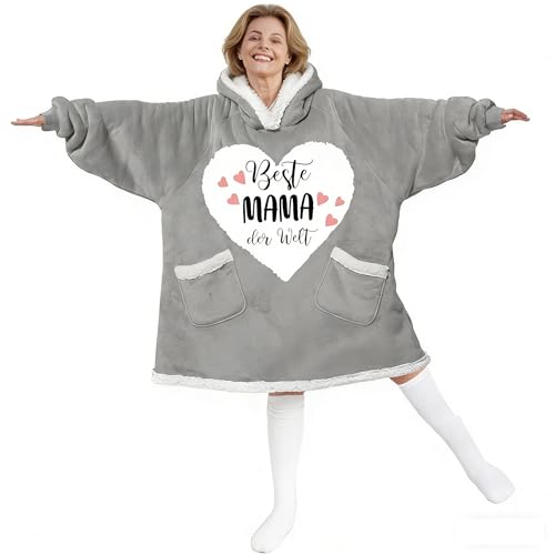 Muttertagsgeschenke für Mama Oversized Hoodie Decke mit Tasche Sherpa mit Mama Decke mit Ärmeln Beste Mama Geschenk zum Muttertag Geburtstag Geschenke für Mutter von Tochter Sohn Uni Größenkennz