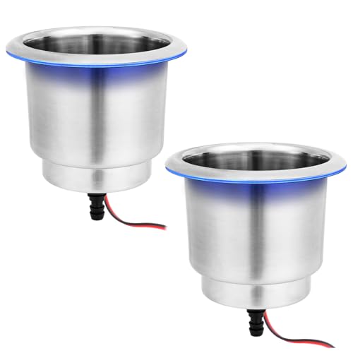 Young Marine Stainless Steel Cup Holder with Light and Drain for Boat RV Camper (Stainless Steel)