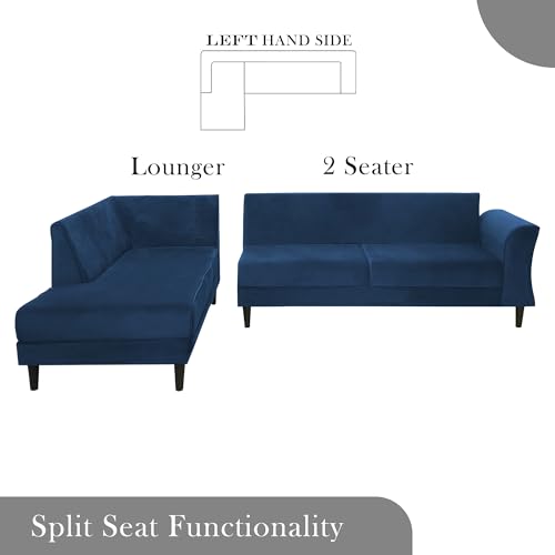 Image of Gratly LHS 4 Seater L Shape Sofa Set for Living Room (Blue Colour) Premium Fabric Sofa