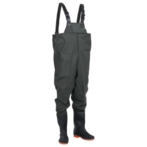 vidaXL Vadeador de Pecho con Botas Verde Oscuro Talla 44, Traje de vadear, vadeadores de Pesca con Botas, vadeadores hasta el Pecho