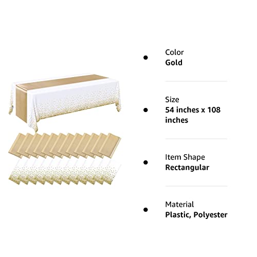 Breling 24 Packs Wedding Satin Table Runner Disposable Plastic Tablecloths 54 X 108 Inch Table Cloths For Parties Tablecloth 12 X 108 Inch Table Runners For Wedding Birthday Celebration (Gold) #TOP7