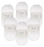 ilauke 6x50g/150m Wolle zum Häkeln - Weiß Weich Acrylgarn zum Stricken - 80% Polyacryl Häkelgarn - Nadelstärke 2,5-4,0 - Kunsthandwerk Garn zum Stricken