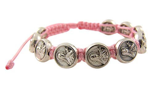Needzo St Therese of Lisieux Pink Cord Catholic Bracelet