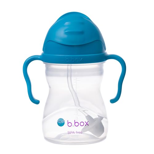 b.box Trinklernbecher Für Jeden Winkel | Flip-Top, Schwerer Strohhalm, Griff, Auslaufsicher | BPA-Frei & für Spülmaschine | Ab 6 M | 240 ml, Kobalt (Matte Lid)