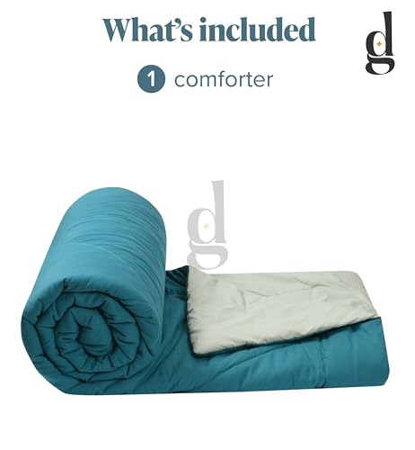 Image of Galaxy Home Decor Premium Microfibre Reversible Comforter | Ultra-Soft, Lightweight & All-Season Warm Quilt | Cozy AC Blanket for Double Bed 90 inch x 100 inch | 220 GSM, Teal & Ivory
