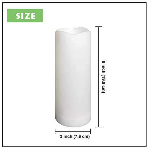 Image of 2 Pack Outdoor Flameless Pillar Candles with Remote and Timer Waterproof Battery Operated Electric LED Candle Set for Gift Home Decor Party Wedding Supplies Garden Christmas Decoration, 3 inch x 8 inch
