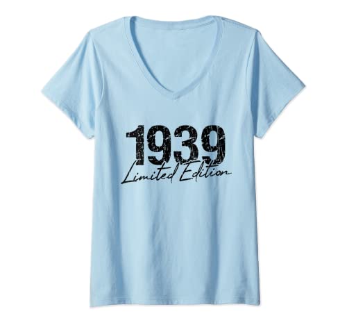 Mujer Cumpleaños 1939 Edición limitada Regalo Usado Grunge Vintage Camiseta Cuello V