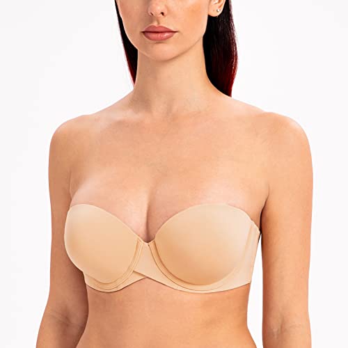 Image of MELENECA Women's Stay Put Padded Cup with Lift Underwire Push Up Strapless Bras