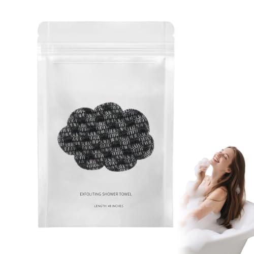 Image of Exfoliating Shower Towel, 2-in-1 Exfoliating Towel, Premium Scrub Wash Cloth for Body Face, exfoliatings Towels-Body Scrubber with 2 Sides for All Skin Types (Black)