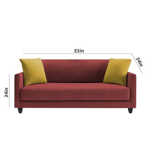 Image of Casaliving Dominic 3 + 2 Seater Sofa Set for Living Room (Maroon) Premium Fabric Sofa