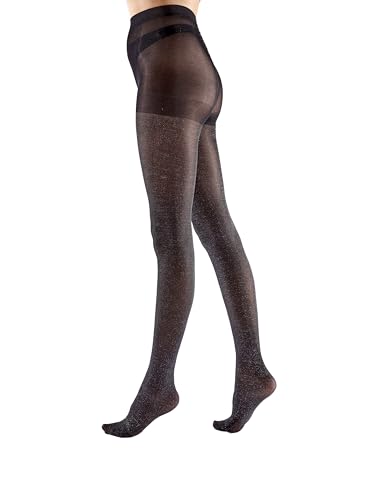 Women's Soft Shimmer Opaque Tights, semi-sheer tight, Black (Black), One Size
