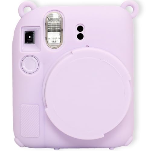 AEXUTDA �V���R���ی�J�o�[ Instax Mini 12�J�����p ���h�~ �X�����t�B�b�g �\�t�g�X�L�� Mini 12�A�N�Z�T���[ ���O���\�ȃ����Y�J�o�[�t�� ���C�g�p�[�v��