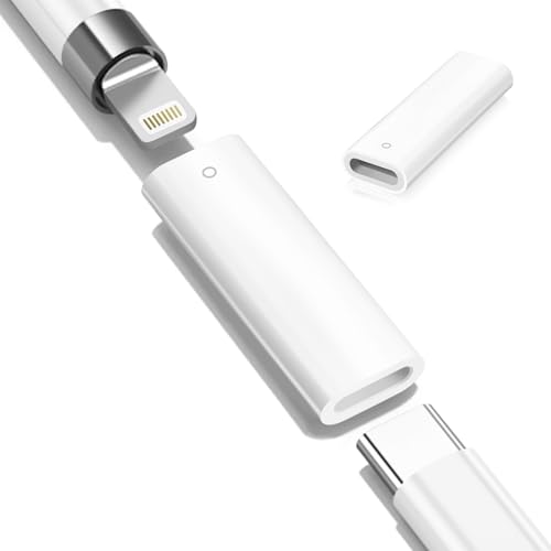 LOBVABA Adattatore da USB?C Compatible con Apple Pencil 1st Generation Conector Adaptador de Carga iPencil Lightning Charger Adapter Compatible con iPad 10 11 (1Pcs)