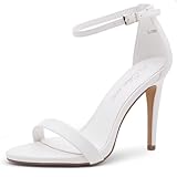 Shoe Land Women’s High Heels – Open Toe Stiletto Heels with Adjustable Ankle Strap | Dressy Sexy Strappy Heeled Sandals for Wedding, Prom, Party & Evening Wear, White, Size 11.0, SL-Lovering