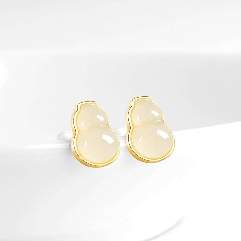 Boucles d'oreilles argent anti-allergie avec jade blanc véritable - 4