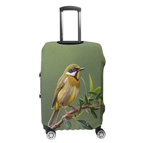 Anti-Scratch Luggage Cover Outdoor Olive Green Flowering Birds Printed Luggage Case Protector Washable Suitcase Covers Elastic Suitcase Protector for Size XL (30-32 inches) Luggage4