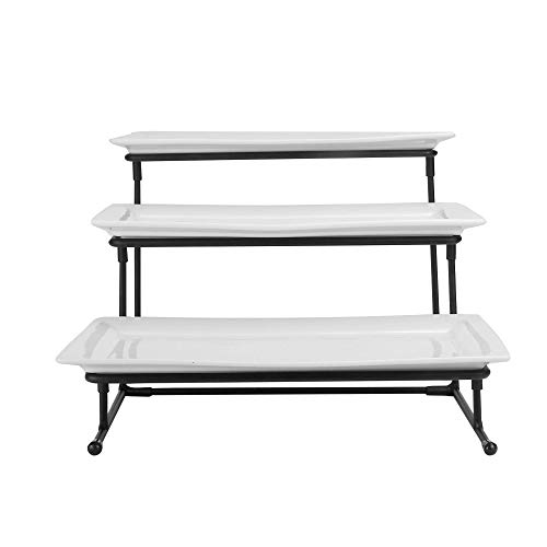 3 Tier Serving Platter Set | Three Tiered Serving Trays | Kitchen Food Display | Dessert & Cake Presentation Stand | Party Food Tray Set | M&W
