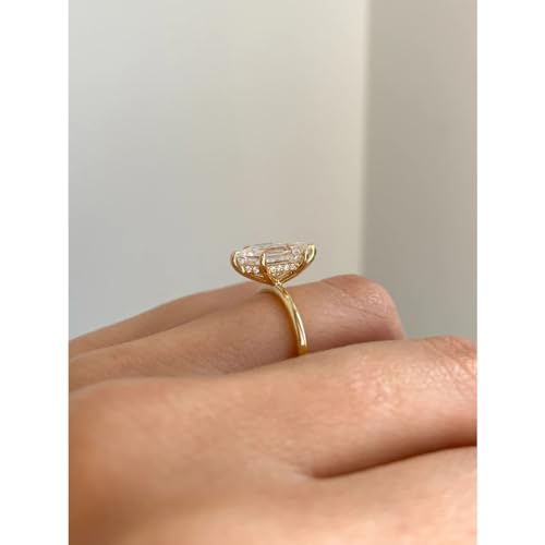 Delta Moissanite 3 CT Dutch Marquise Step Cut Handmade Engagement Ring, Hidden Halo Bridal Wedding Ring for Women, Anniversary Promise Gifts Her2