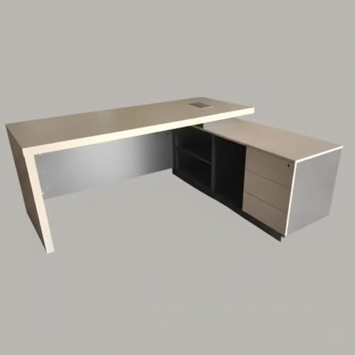 Image of Lakdi The Furniture CEO Co Director and Executive L Shape Office Table | Table with Storage and Drawer | Office Table for Work | Office Working Desk | 5-Year Warranty & Free Assembly (LDL-567)