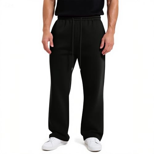 Mens Baggy Sweatpants Casual Wide Leg Big and Tall Sweat Pants with Pockets Lounge Fleece Track Pants Open Bottom Trousers2