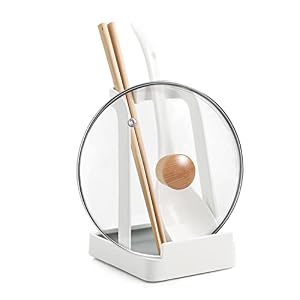 HOGAWAY お玉鍋蓋スタンド キッチンツールスタンド まな板立て 包丁収納 おたま置き しゃもじ立て 台所調理台 取り付けない 便利 耐熱 ホワイト