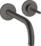  hansgrohe AXOR Uno Einhebel-Waschtischmischer Unterputz, Rosetten für Wandmontage, Ausladung 225mm, Farbe: Brushed Black Chrome