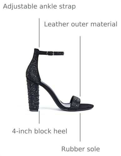 Image of GENSHUO Women's 4-inch Chunky High Heel Sandals with Ankle Strap,Party Wedding Bridal Shoes
