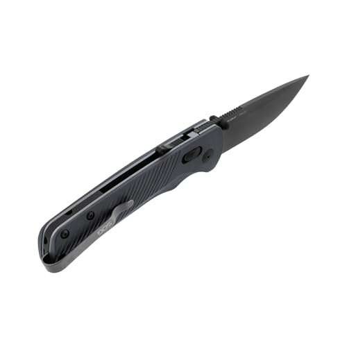 SOG Flash AT Daily Carry Ambidextrous Straight Pocket Folding Knife| Ergonomic Handle & Deep-Carry Clip | D2 Steel Blade, Urban Grey - Image 4