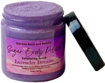 Amreva Bath and Beauty Exfoliating Body Scrub, Whipped Sugar Body Polish, (Lavender Dreams)