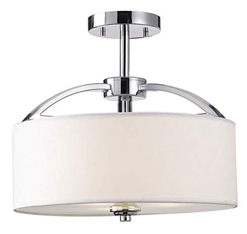 Decomust Dot Com 16" Semi Flush Mount Drum Ceiling Light Fixture Pendant (Brushed Nickel)