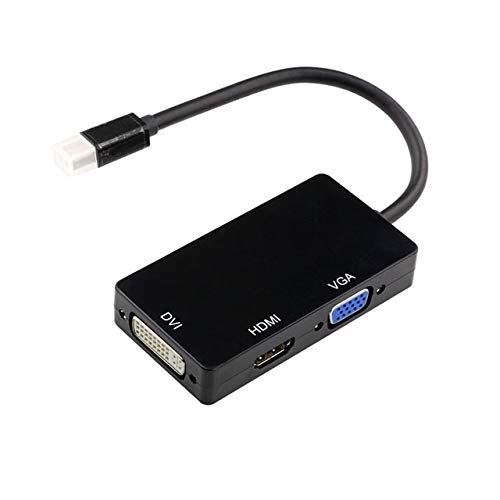 FrontTech 3 in 1 Mini Display Port (Thunderbolt Port) to HDMI/DVI/VGA Male to Female Adapter Converter for Apple MacBooks, Microsoft Surface Tablets, Google Chromebook Pixel