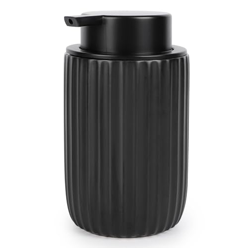 Image of Segbeauty Black Soap Dispenser, 10.8oz Ceramic Liquid Soap Dispenser for Farmhouse Decor, 320ml Empty Refillable Press Pump Bottle Lotion Containers for Bathroom Kitchen Modern Home Decor