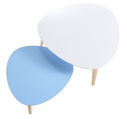 EASY HOME Set Mesa De Centro 2 Uds. Danke D1 Blanco/Cielo