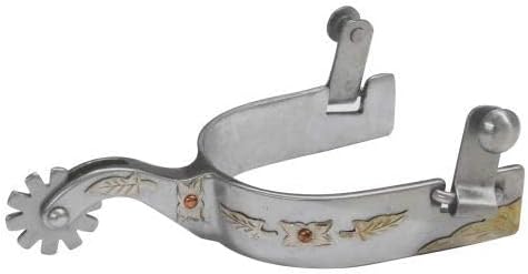 Showman Stainless Steel Spurs w/Gold Leaf Design Overlays