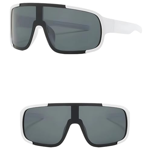 Image of Windproof Wraparound Shield Sports Sunglasses for Men Women Stylish | UV Protected Durable Mirrored Cricket Driving Cycling Riding Goggles | Anti Glare Cooling Shades
