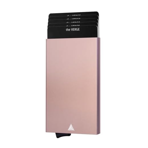 The Verge Pasjeshouder, 8 pasjes, Kaarthouder, Creditcardhouder, Pashouder, RFID beveiliging, Mannen & Vrouwen Portemonnee - Uitschuifbaar, Inc. Luxe Cadeauverpakking (Rose Goud)
