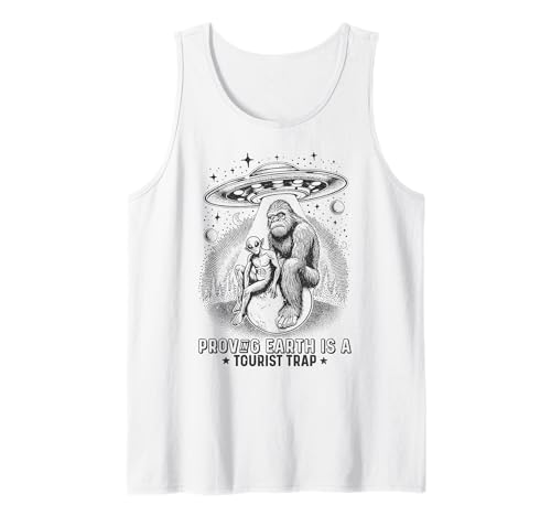 Bigfoot UFO Alien Earth Humor für Verschwörungstheorie Tank Top