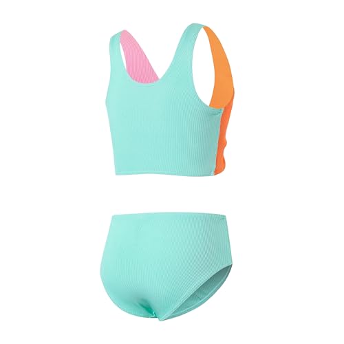 J.E Sterguard Two Piece Swimsuits Teen Bikini Color Block Girls' Swimwear Ribbed Swimsuits Size 8-164