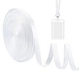 NBEDAS 100m Weiß Polyester Sublimation Gurtband, Wärmeübertragung druckbare Blank Strap Roll für Lanyards ID Badges Nähen DIY Bastelprojekte, 25mm