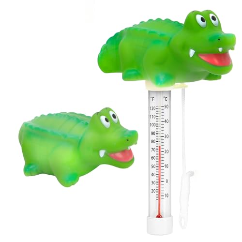 XY-WQ Floating Pool Thermometer, Large Size Easy Read for Water Temperature with String for Swimming Pools, Hot Tubs, Ponds, Spas (Alligator)