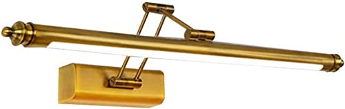 ミラー ライト LED ミラー フロント ランプ 8W、モダン ミニマリスト バスルーム バニティ ライト 洗面所 メイクアップ ミラー ライト ステンレス スチール バス 壁取り付け用燭台 照明器具 50CM ベッドサイド ウォールライト 真鍮