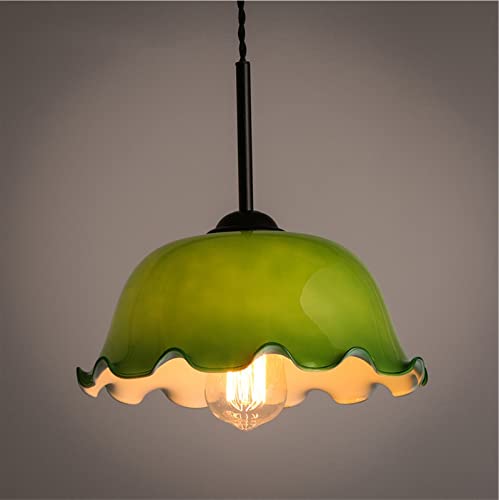Lámpara de araña de cristal verde artesanal para salón y dormitorio retro industrial