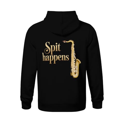 Kids Saxophone Spit Happens Funny Saxophone Gifts Boys Girls Lightweight Kangaroo Pocket Fleece Hoodies3