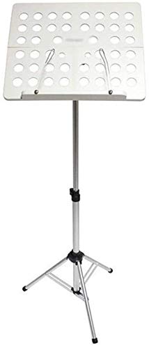 譜面台 軽量 楽譜スタンド バイオリンピアノギターのためのアルミ合金折り畳み式シートミュージック、キャリングバッグと三脚スタンドホルダー、 (Color, Black),White
