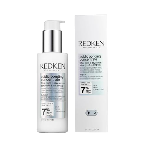 Redken Sérum 24/7 Día y Noche Sin Aclarado para Cabello Dañado con Ácido Cítrico, Ácido Poliglutámico y Escualano, Reparación Profunda y Fragancia a Lavanda, Acidic Bonding Concentrate, 100 ml