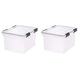 IRIS USA 110600 Letter and Legal Size Weather Tight File Box Storage Container, Clear (2 Pack)