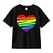 Pride Shirt for Kids Boys Girls, Pride Month Rainbow Love is Love Heart Tee, 5T-9T